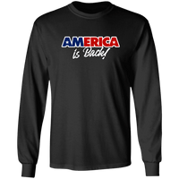 Load image into Gallery viewer, Designs by MyUtopia Shout Out:America Is Back Trump Long Sleeve Ultra Cotton T-Shirt,S / Black,Long Sleeve T-Shirts
