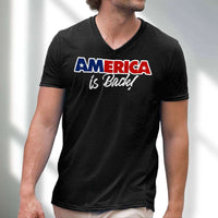 Load image into Gallery viewer, Designs by MyUtopia Shout Out:America Is Back Trump Men&#39;s Printed V-Neck T-Shirt
