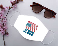 Load image into Gallery viewer, Designs by MyUtopia Shout Out:America Needs Jesus Adult Fabric Face Mask with Elastic Ear Loops
