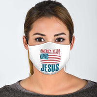 Load image into Gallery viewer, Designs by MyUtopia Shout Out:America Needs Jesus Adult Fabric Face Mask with Elastic Ear Loops
