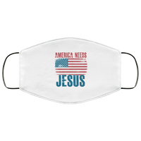 Load image into Gallery viewer, Designs by MyUtopia Shout Out:America Needs Jesus Adult Fabric Face Mask with Elastic Ear Loops,3 Layer Fabric Face Mask / White / Adult,Fabric Face Mask
