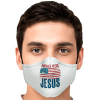 Load image into Gallery viewer, Designs by MyUtopia Shout Out:America Needs Jesus Fitted Face Mask with Adjustable Ear Loops,Adult / Single / No filters,Fabric Face Mask
