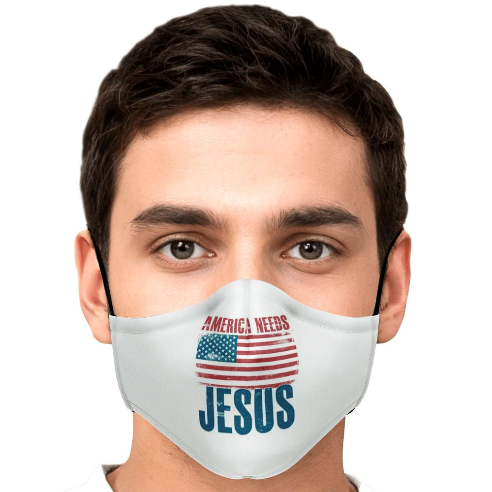 Designs by MyUtopia Shout Out:America Needs Jesus Fitted Face Mask with Adjustable Ear Loops,Adult / Single / No filters,Fabric Face Mask