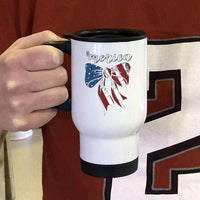 Load image into Gallery viewer, Designs by MyUtopia Shout Out:American Flag Bow 14 oz Stainless Steel Travel Coffee Mug w. Twist Close Lid
