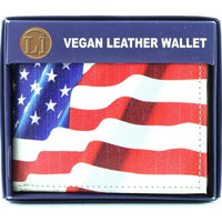 Load image into Gallery viewer, Designs by MyUtopia Shout Out:American Flag Mens Bifold Wallet with Flip Up ID Window Faux Leather
