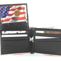 Load image into Gallery viewer, Designs by MyUtopia Shout Out:American Flag Mens Bifold Wallet with Flip Up ID Window Faux Leather
