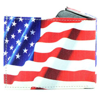 Load image into Gallery viewer, Designs by MyUtopia Shout Out:American Flag Mens Bifold Wallet with Flip Up ID Window Faux Leather

