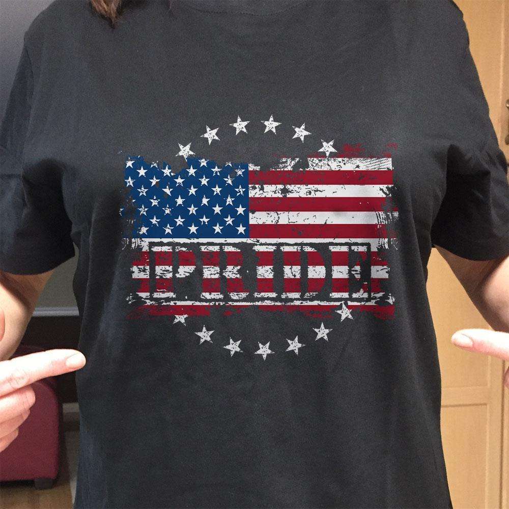 Designs by MyUtopia Shout Out:American Pride Adult Unisex Cotton Short Sleeve T-Shirt