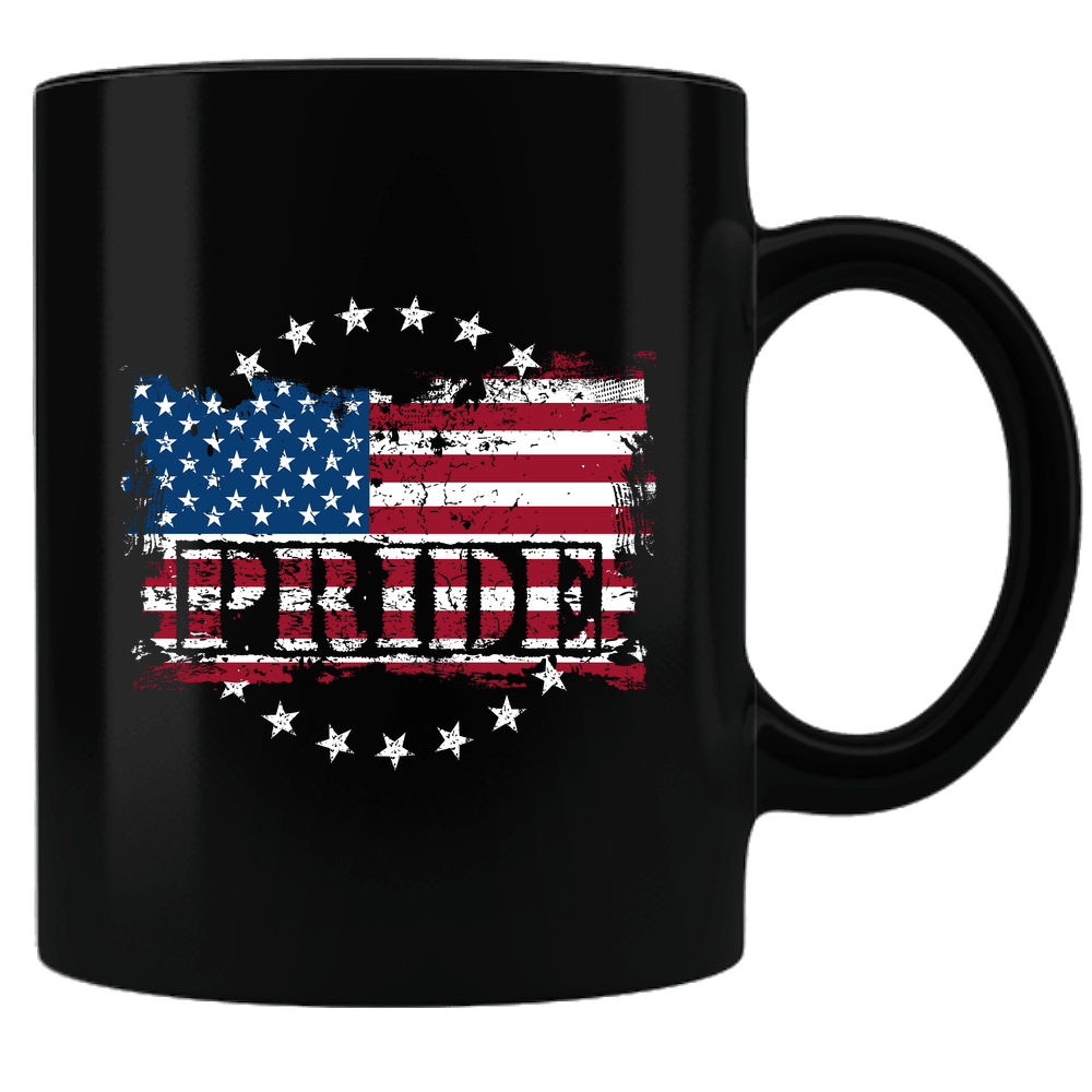 Designs by MyUtopia Shout Out:American Pride Black Ceramic Coffee Mug,Black,Ceramic Coffee Mug