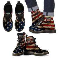 Load image into Gallery viewer, Designs by MyUtopia Shout Out:American Pride Suede Boots,Mens / Mens 5 / Red/Blue/Off-White,Lace-up Boots
