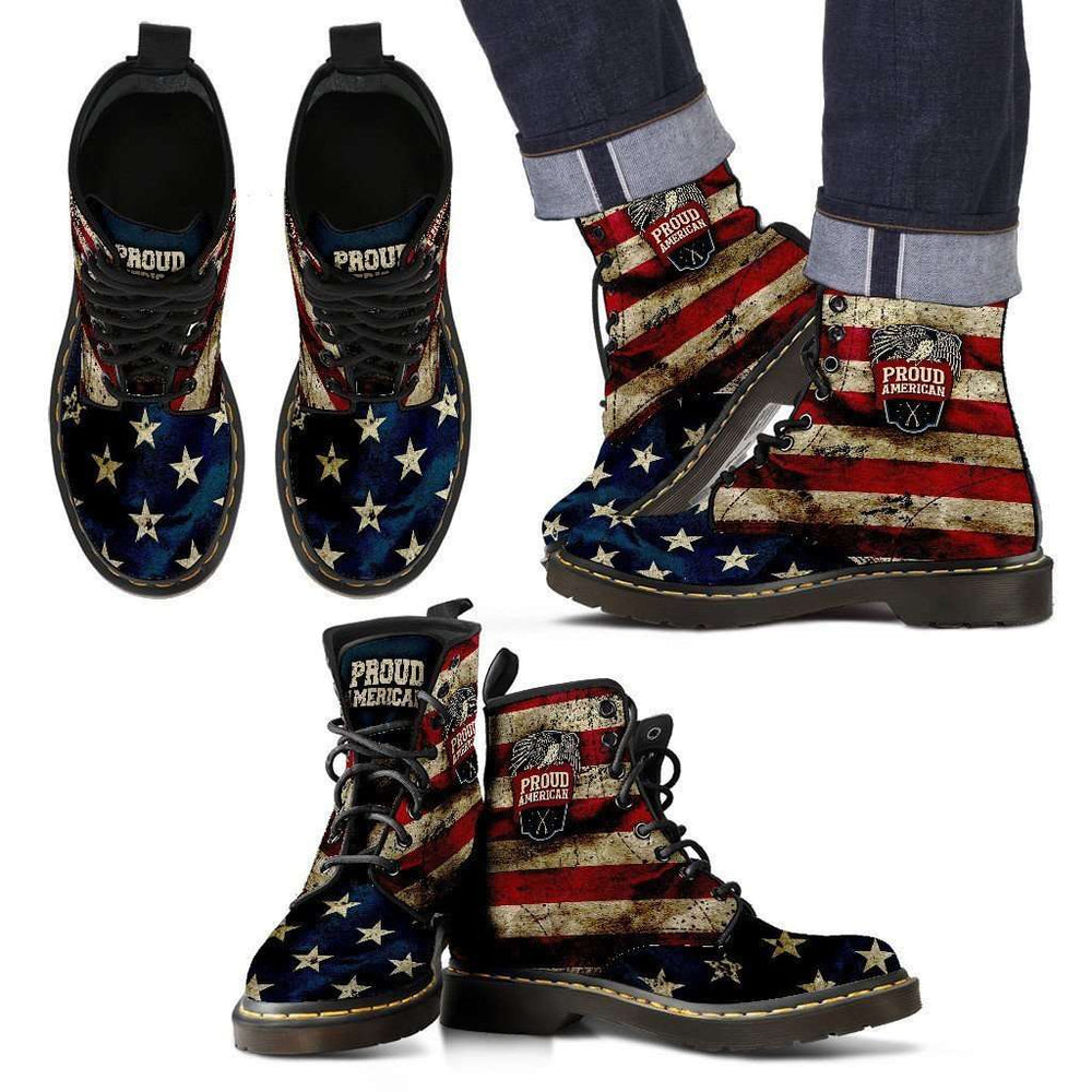 Designs by MyUtopia Shout Out:American Pride Suede Boots,Mens / Mens 5 / Red/Blue/Off-White,Lace-up Boots