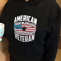 Load image into Gallery viewer, Designs by MyUtopia Shout Out:American Veteran Made in the USA Served With Honor Core Fleece Pullover Hoodie
