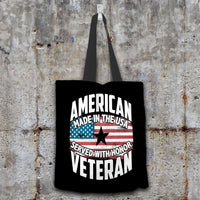 Load image into Gallery viewer, Designs by MyUtopia Shout Out:American Veteran Made in the USA Served With Honor Fabric Totebag Reusable Shopping Tote,Black,Reusable Fabric Shopping Tote Bag
