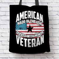 Load image into Gallery viewer, Designs by MyUtopia Shout Out:American Veteran Made in the USA Served With Honor Fabric Totebag Reusable Shopping Tote
