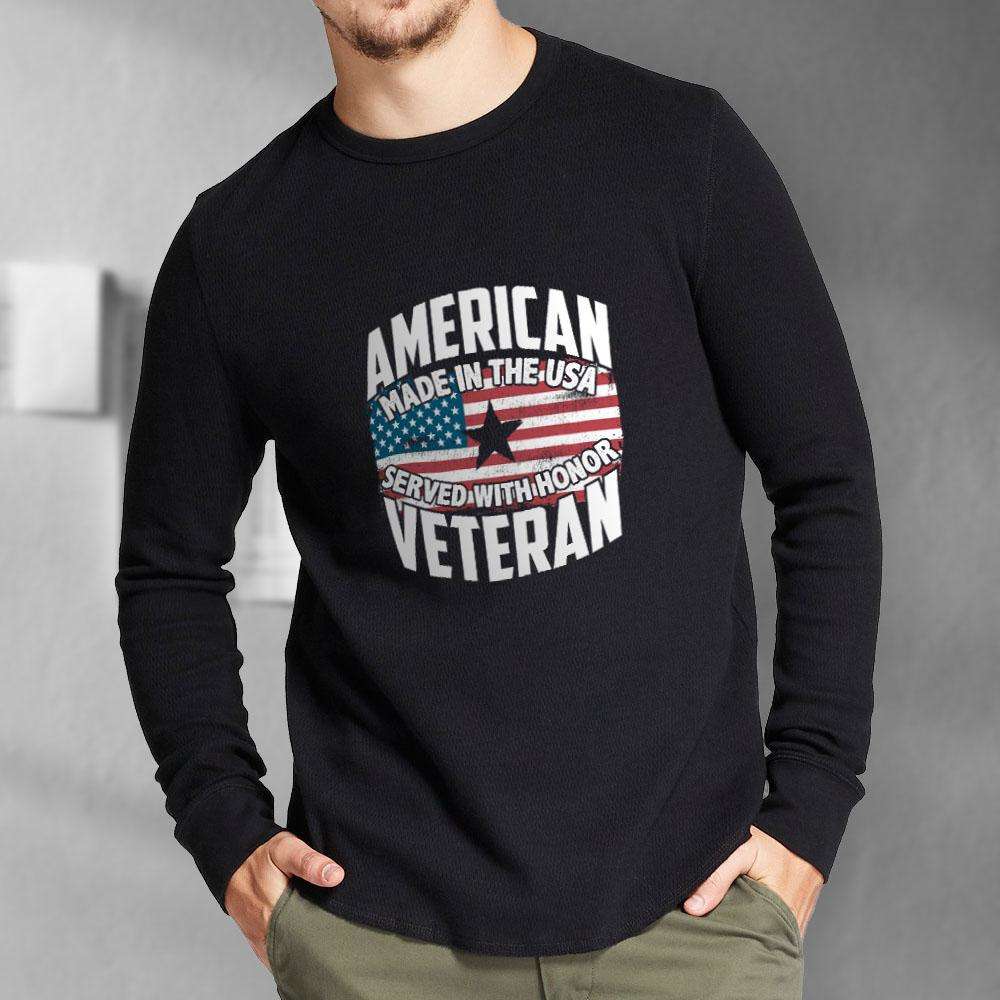 Designs by MyUtopia Shout Out:American Veteran Made in the USA Served With Honor Long Sleeve Ultra Cotton T-Shirt