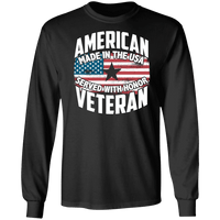 Load image into Gallery viewer, Designs by MyUtopia Shout Out:American Veteran Made in the USA Served With Honor Long Sleeve Ultra Cotton T-Shirt,Black / S,Long Sleeve T-Shirts
