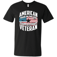 Load image into Gallery viewer, Designs by MyUtopia Shout Out:American Veteran Made in the USA Served With Honor Men&#39;s Printed V-Neck T-Shirt,S / Black,T-Shirts

