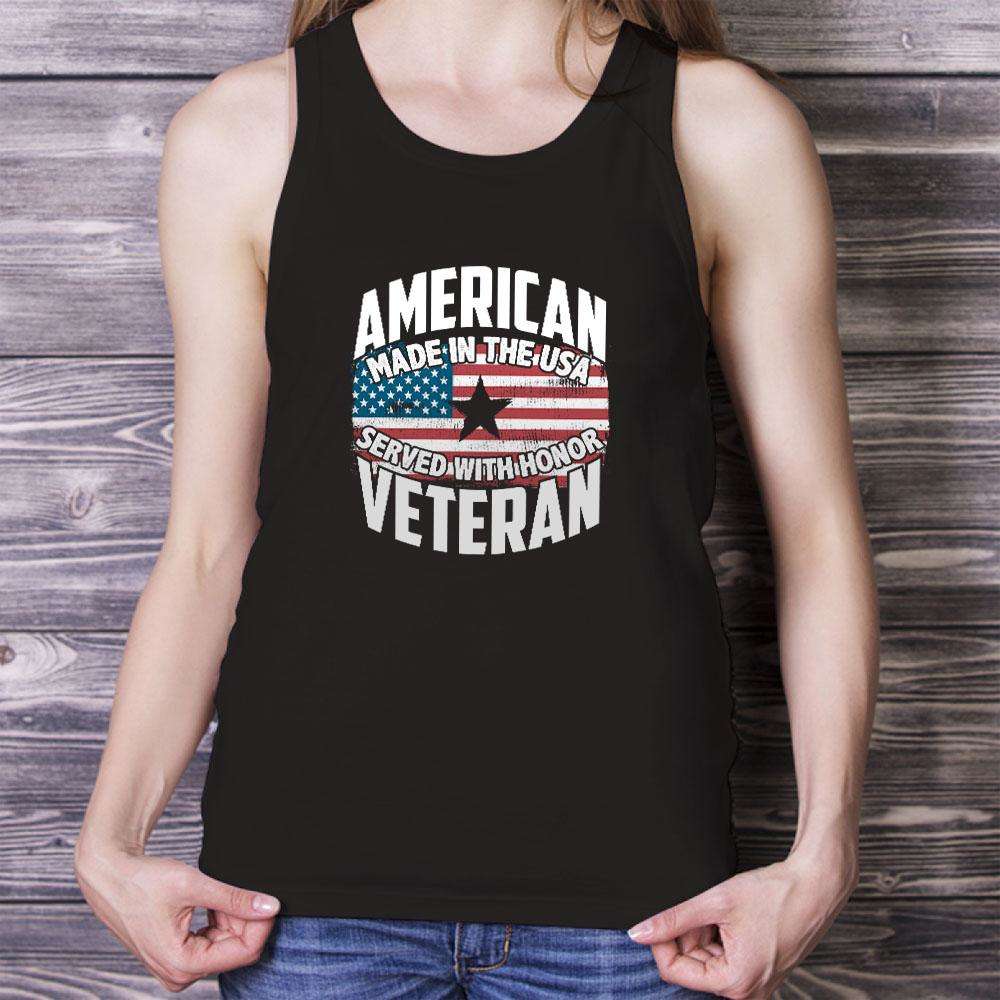 Designs by MyUtopia Shout Out:American Veteran Made in the USA Served With Honor Unisex Tank