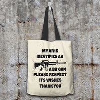 Load image into Gallery viewer, Designs by MyUtopia Shout Out:AR15 BB Gun Identity Fabric Totebag Reusable Shopping Tote
