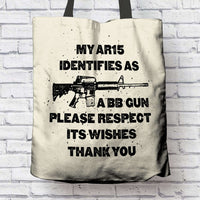 Load image into Gallery viewer, Designs by MyUtopia Shout Out:AR15 BB Gun Identity Fabric Totebag Reusable Shopping Tote
