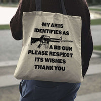 Load image into Gallery viewer, Designs by MyUtopia Shout Out:AR15 BB Gun Identity Fabric Totebag Reusable Shopping Tote
