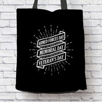 Load image into Gallery viewer, Designs by MyUtopia Shout Out:Armed Forces Day, Memorial Day, Veterans Day Fabric Totebag Reusable Shopping Tote
