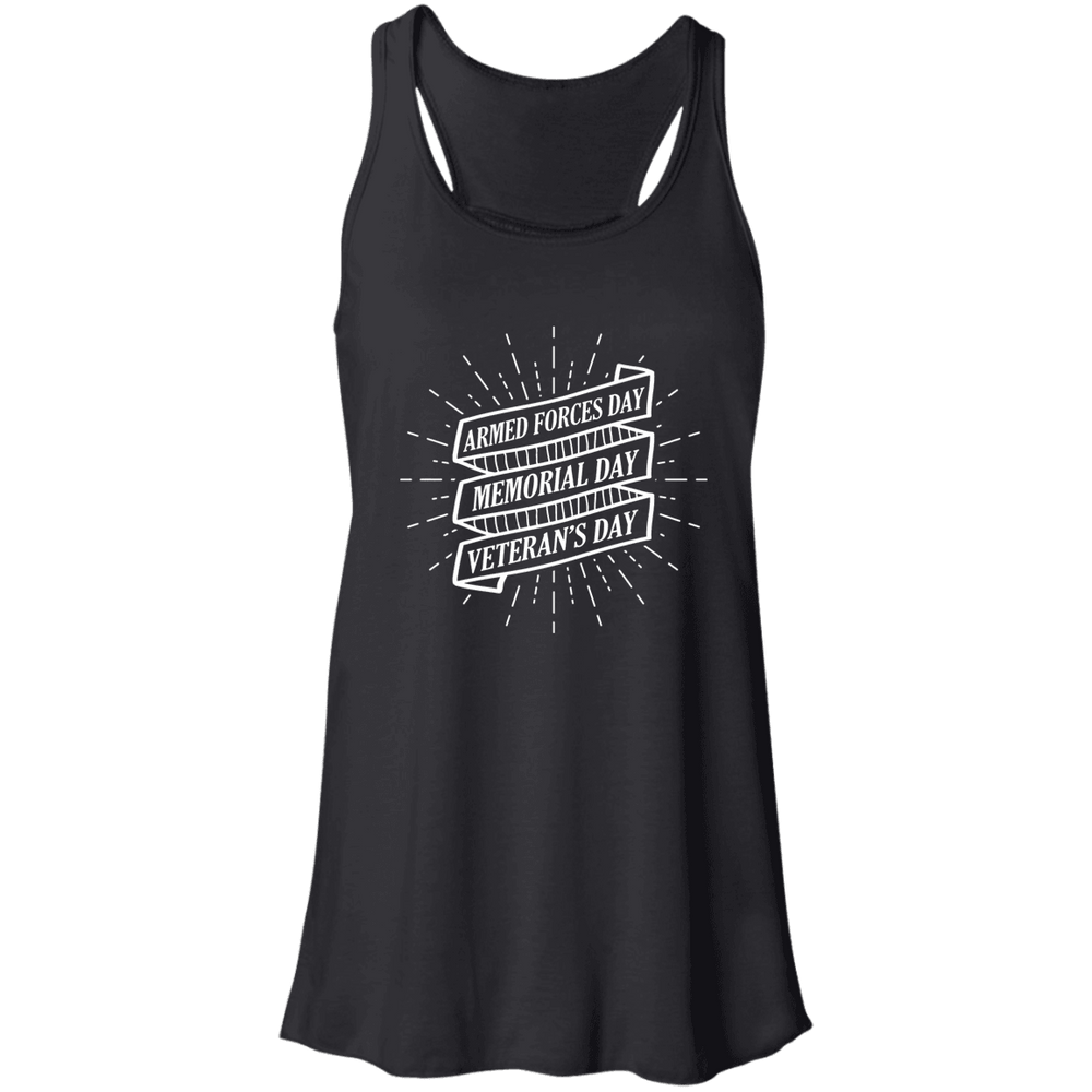 Designs by MyUtopia Shout Out:Armed Forces Day, Memorial Day, Veterans Day Flowy Racerback Tank,X-Small / Black,Tank Tops