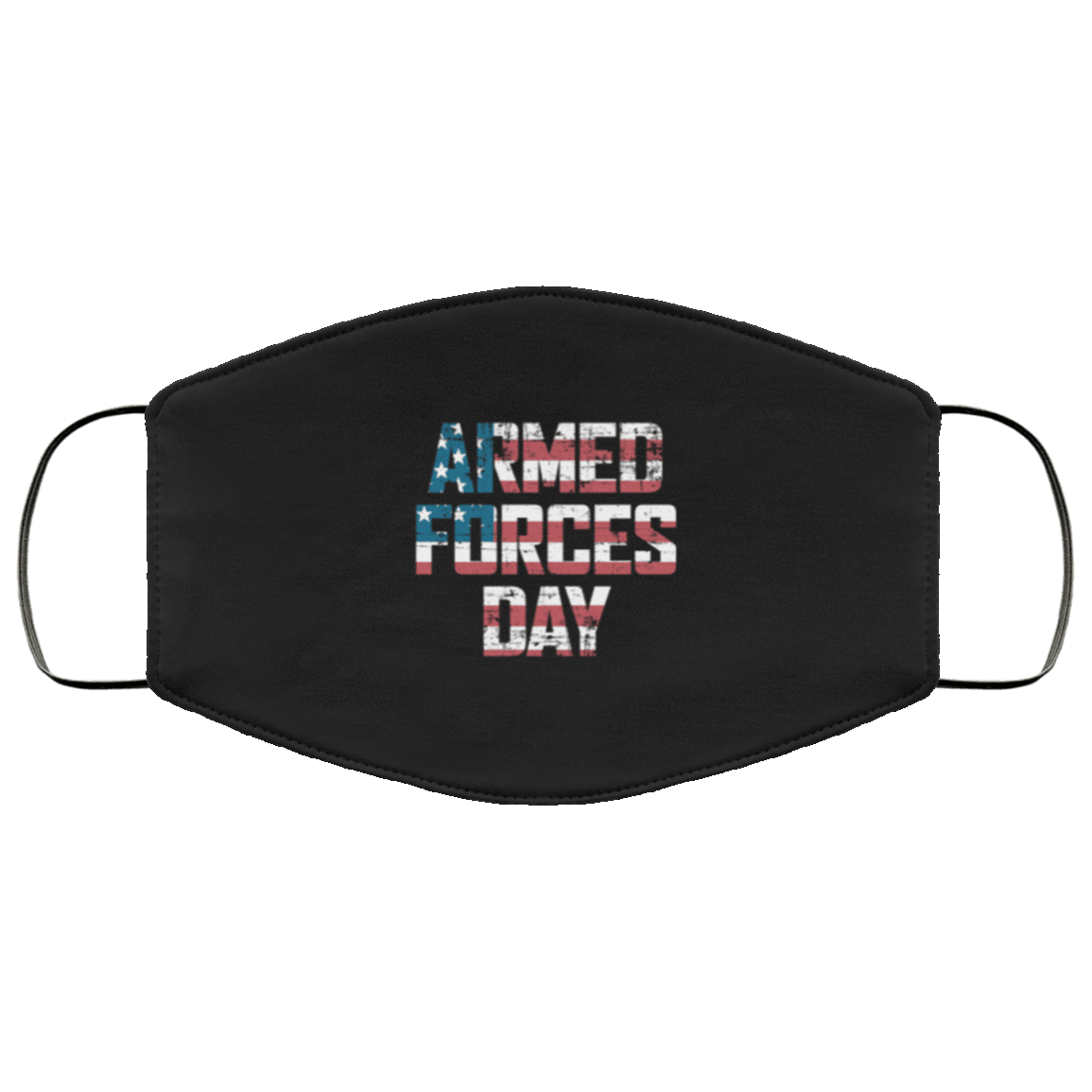 Designs by MyUtopia Shout Out:Armed Forces Day US Flag Adult Fabric Face Mask with Elastic Ear Loops,3 Layer Fabric Face Mask / Black / Adult,Fabric Face Mask