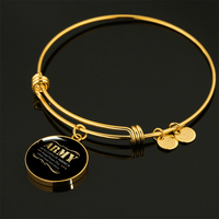 Load image into Gallery viewer, Designs by MyUtopia Shout Out:Army - Armed Forces Day - Support Those Who Serve Personalized Engravable Keepsake Bangle Bracelet,Gold / No,Wire Bracelet
