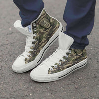 Load image into Gallery viewer, Designs by MyUtopia Shout Out:Army Dad / Army Mom Green Camo Canvas High Top Shoes,Army Dad / Men&#39;s US 8 (EU40) / Green Camo,High Top Sneakers
