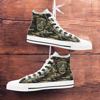 Load image into Gallery viewer, Designs by MyUtopia Shout Out:Army Dad / Army Mom Green Camo Canvas High Top Shoes
