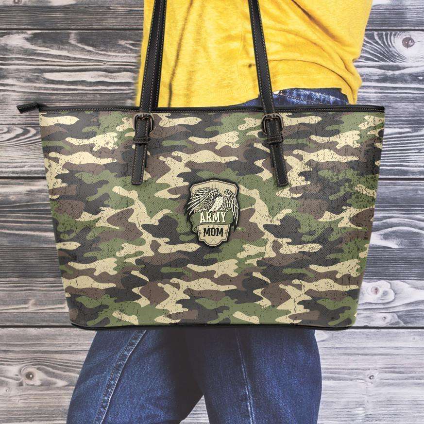 Designs by MyUtopia Shout Out:Army Mom Camouflage Faux Leather Totebag Purse