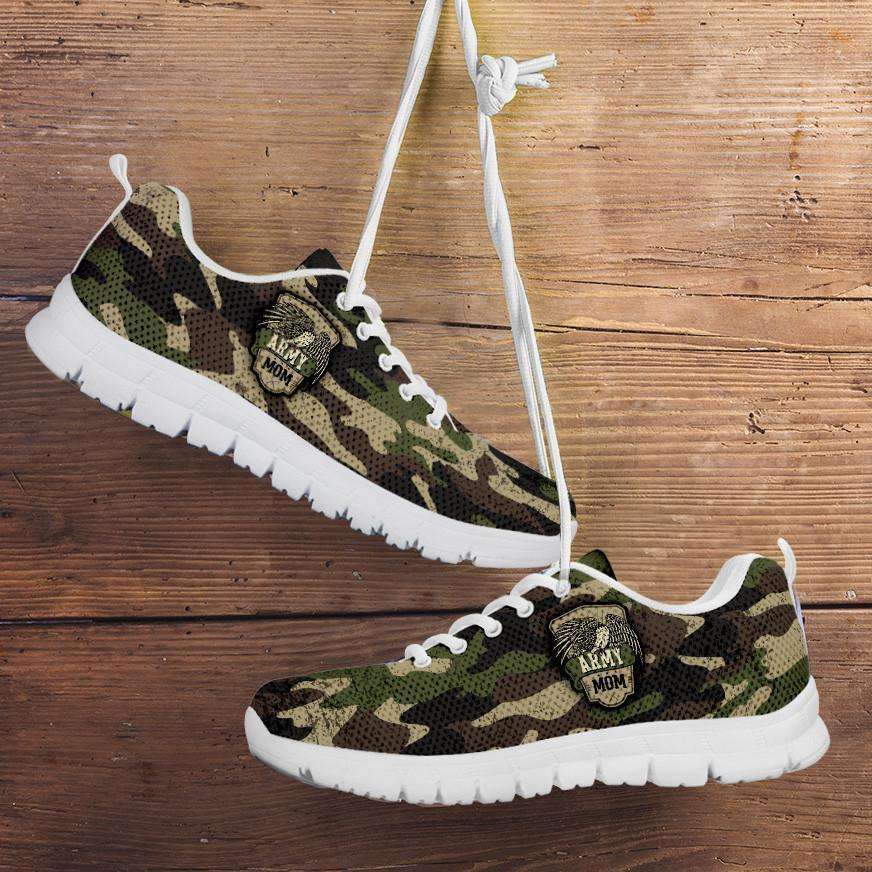 Designs by MyUtopia Shout Out:Army Mom Camouflage Running Shoes,Womens / Womens US5 (EU35) / Green Camo,Running Shoes
