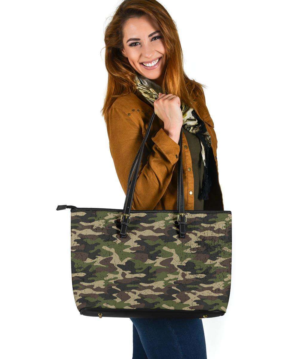 Skull Camo Canvas Tote Bag - Military Camouflage Reusable Shopping & Travel Bag
