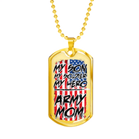 Load image into Gallery viewer, Designs by MyUtopia Shout Out:Army Mom Personalized Engravable Keepsake Dog Tag,Gold / No,Dog Tag Necklace
