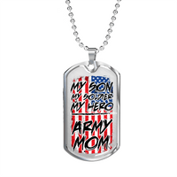 Load image into Gallery viewer, Designs by MyUtopia Shout Out:Army Mom Personalized Engravable Keepsake Dog Tag,Silver / No,Dog Tag Necklace
