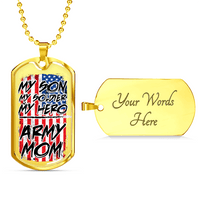 Load image into Gallery viewer, Designs by MyUtopia Shout Out:Army Mom Personalized Engravable Keepsake Dog Tag,Gold / Yes,Dog Tag Necklace
