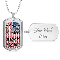 Load image into Gallery viewer, Designs by MyUtopia Shout Out:Army Mom Personalized Engravable Keepsake Dog Tag,Silver / Yes,Dog Tag Necklace
