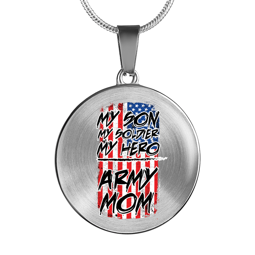 Designs by MyUtopia Shout Out:Army Mom Personalized Engravable Keepsake Necklace,Luxury Necklace (Silver) / No,Necklace