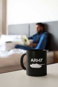 Load image into Gallery viewer, Designs by MyUtopia Shout Out:Army Tank Ceramic Coffee Mug - Black
