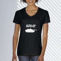 Load image into Gallery viewer, Designs by MyUtopia Shout Out:Army Tank Ladies&#39; V-Neck T-Shirt
