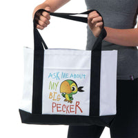 Load image into Gallery viewer, Designs by MyUtopia Shout Out:Ask Me About My Big Pecker Canvas Totebag Gym / Beach / Pool Gear Bag
