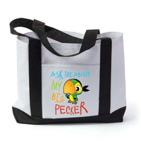 Load image into Gallery viewer, Designs by MyUtopia Shout Out:Ask Me About My Big Pecker Canvas Totebag Gym / Beach / Pool Gear Bag

