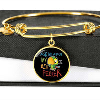 Load image into Gallery viewer, Designs by MyUtopia Shout Out:Ask Me About My Big Pecker Engravable Keepsake Bangle Round Bracelet,Gold / No,Bracelets
