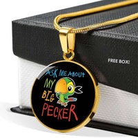 Load image into Gallery viewer, Designs by MyUtopia Shout Out:Ask Me About My Big Pecker Engravable Keepsake Round Pendant Necklace
