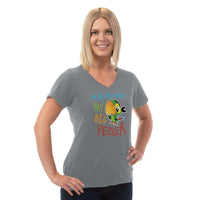 Load image into Gallery viewer, Designs by MyUtopia Shout Out:Ask Me About My Big Pecker Ladies V-Neck Tee
