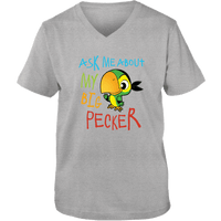 Load image into Gallery viewer, Designs by MyUtopia Shout Out:Ask Me About My Big Pecker Ladies V-Neck Tee,Athletic Heather / S,Ladies T-Shirts
