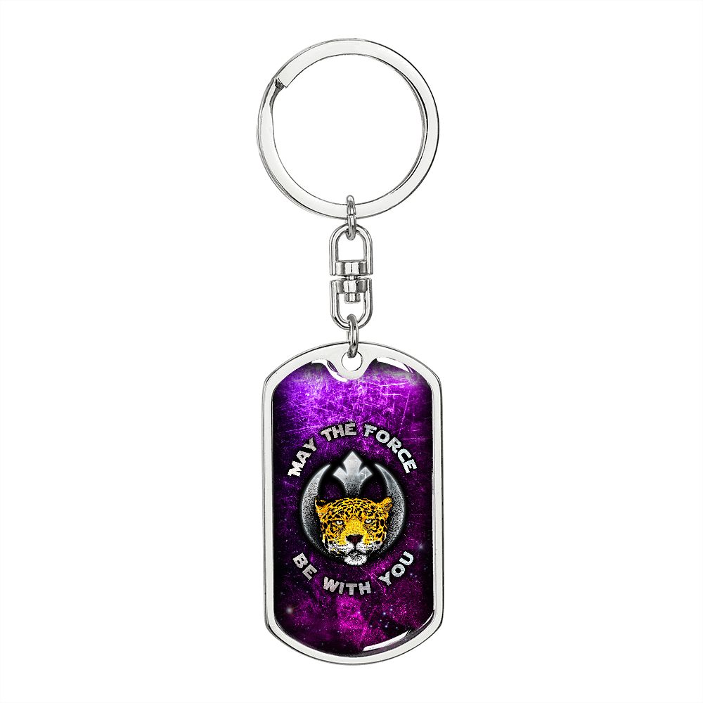 Rebel Leopard Keychain with engraved message on back