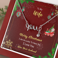 Load image into Gallery viewer, Scripted Love Necklace with Christmas Themed Personalized Message Card
