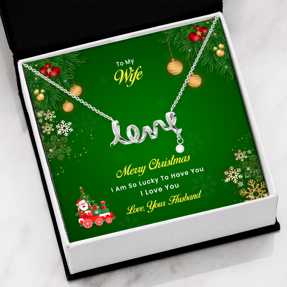 Scripted Love Necklace with Christmas Themed Personalized Message Card